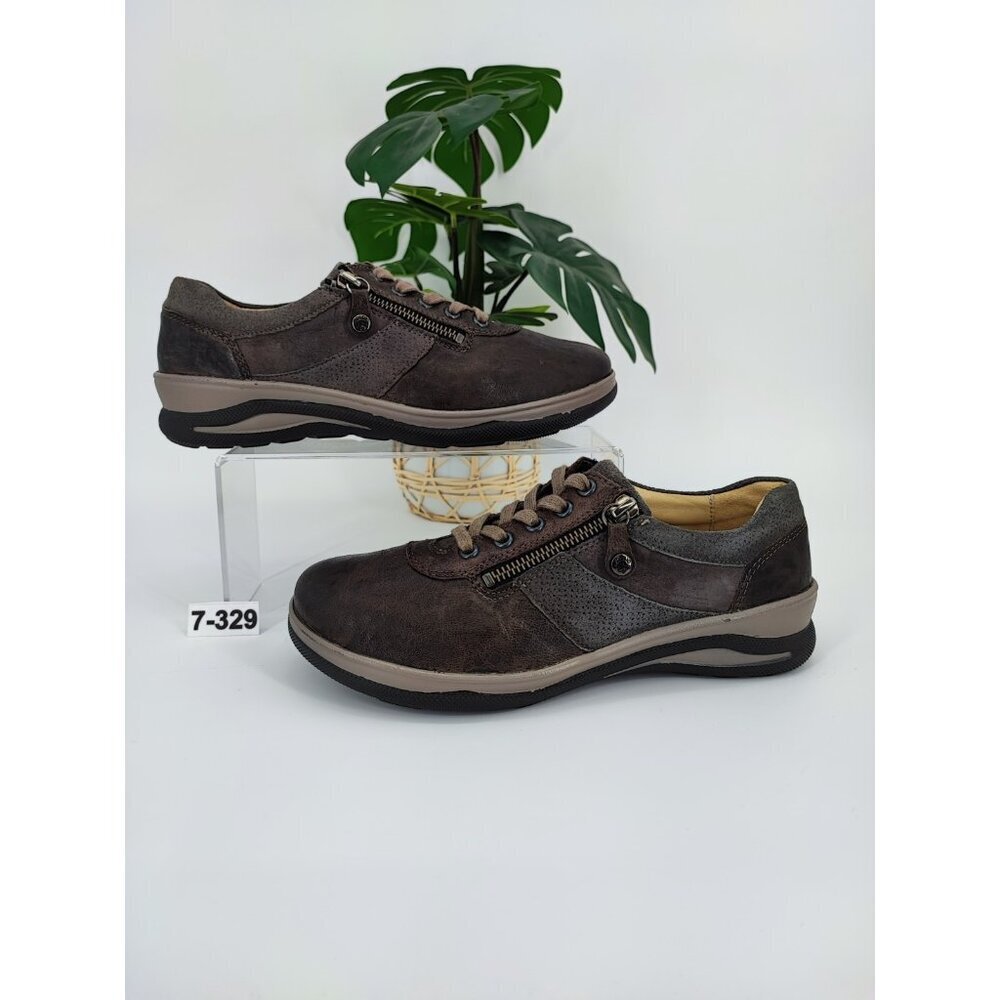 Fidellio Hallux Women’s Haley Zip Side Brown Leather Shoes Size 5.5 UK 7.5 US